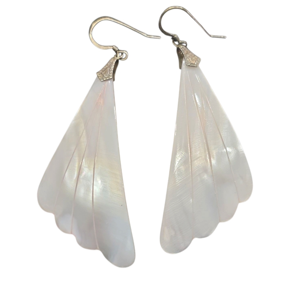 Sterling Silver & Pink Shell Dangle Earrings